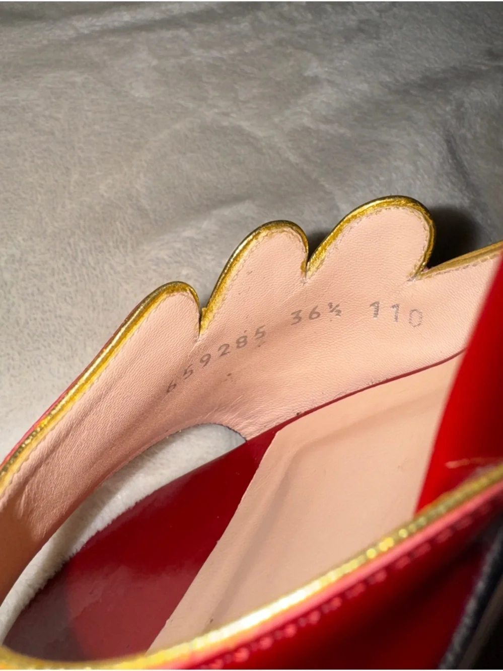 Gucci Red and Purple Patent Leather with gold trim Flame Mules - Picture 4 of 8